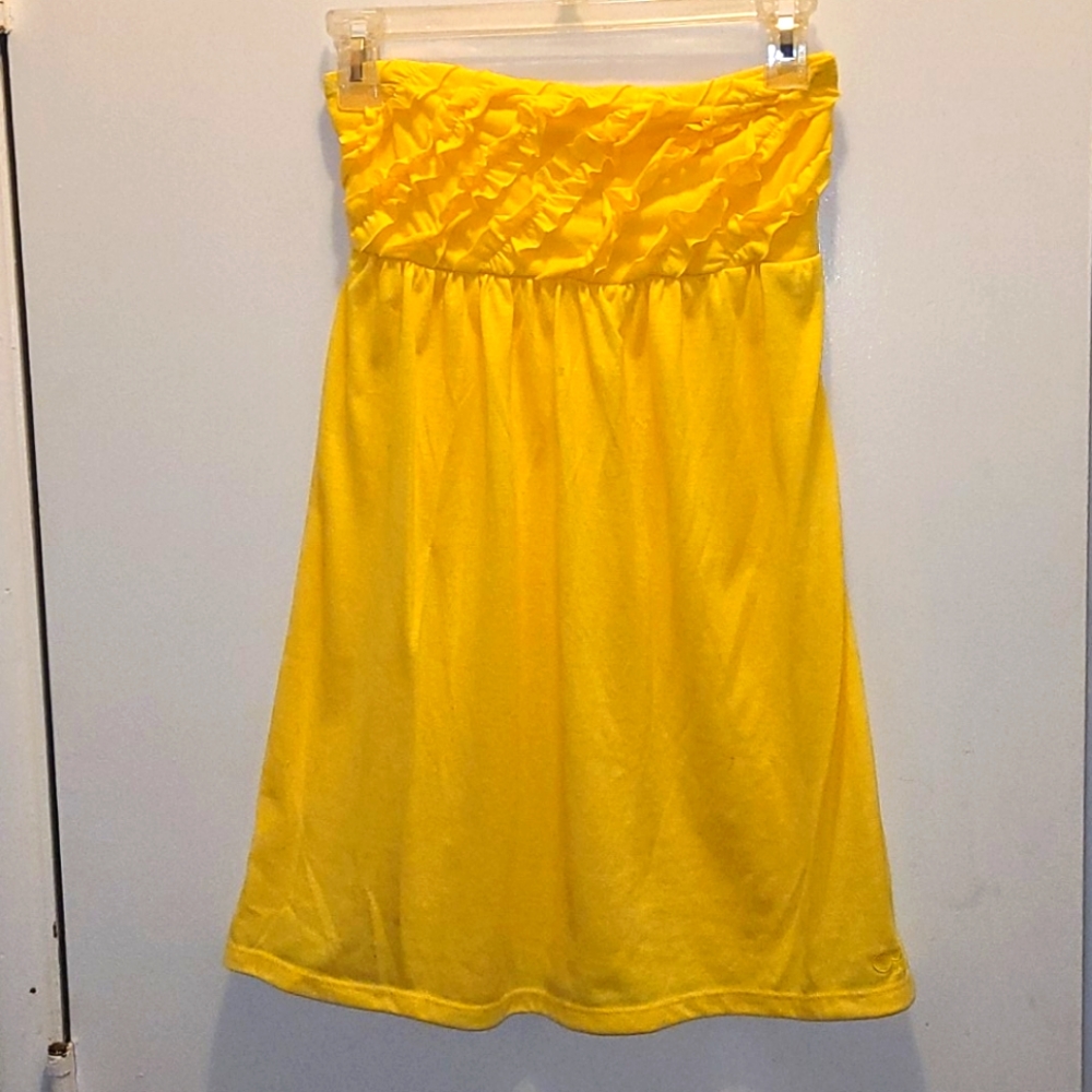 Yellow chiffon sundress ruffle chest small